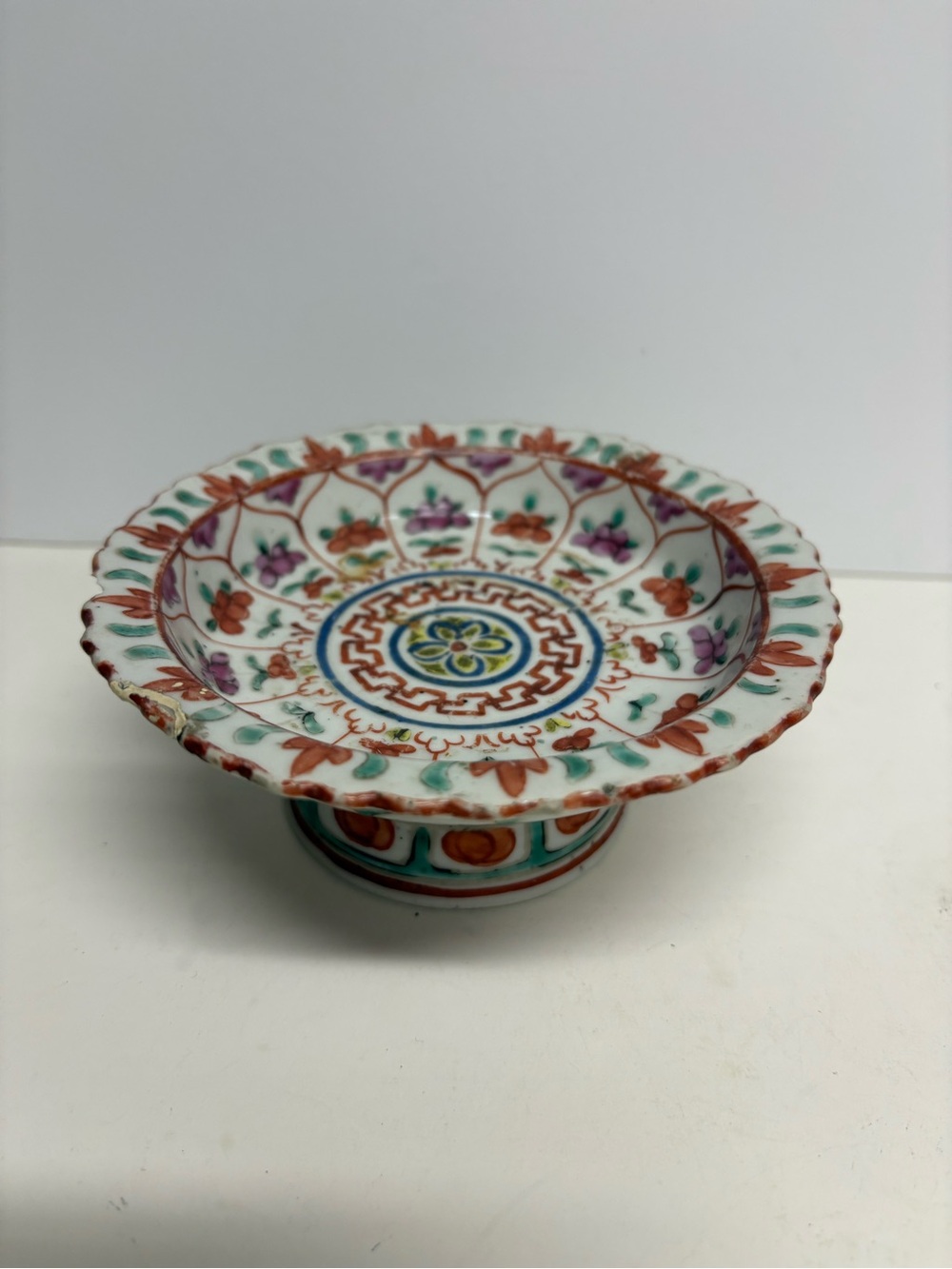 Chinese Export Famille Rose Porcelain Stem Dish Collectible